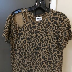 LNA leopard cut out tee sz small